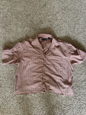 Arrow Red and Cream Striped Button-Down Shirt